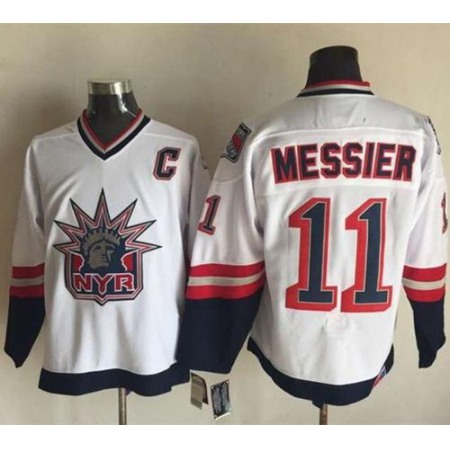 Rangers #11 Mark Messier White CCM Statue of Liberty Stitched NHL Jersey