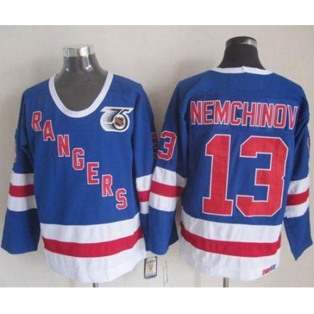 Rangers #13 Sergei Nemchinov Blue CCM 75TH Stitched NHL Jersey