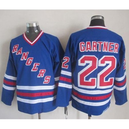Rangers #22 Mike Gartner Blue CCM Heroes of Hockey Alumni Stitched NHL Jersey
