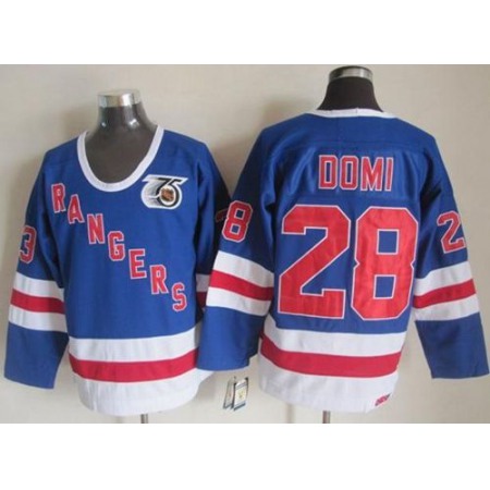 Rangers #28 Tie Domi Blue CCM 75TH Stitched NHL Jersey