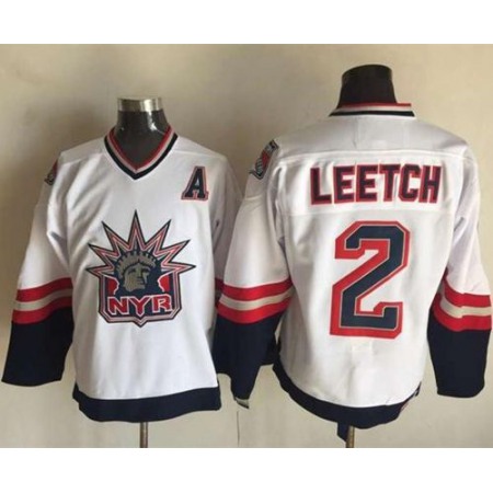 Rangers #2 Brian Leetch White CCM Statue of Liberty Stitched NHL Jersey