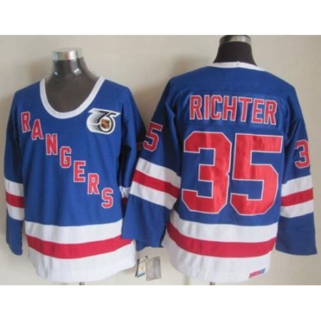 Rangers #35 Mike Richter Blue CCM 75TH Stitched NHL Jersey