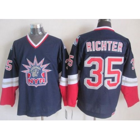 Rangers #35 Mike Richter Navy Blue CCM Statue of Liberty Stitched NHL Jersey