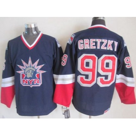 Rangers #99 Wayne Gretzky Navy Blue CCM Statue of Liberty Stitched NHL Jersey
