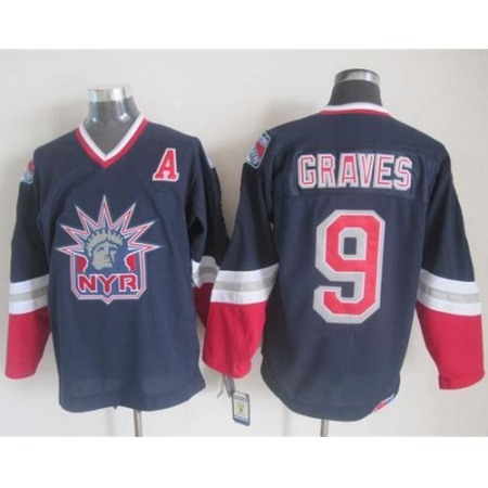 Rangers #9 Adam Graves Navy Blue CCM Statue Of Liberty Stitched NHL Jersey
