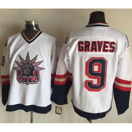 Rangers #9 Adam Graves White CCM Statue of Liberty Stitched NHL Jersey
