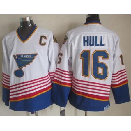 Blues #16 Brett Hull White/Light Blue CCM Throwback Stitched NHL Jersey
