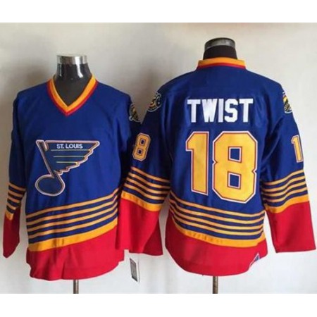 Blues #18 Tony Twist Light Blue/Red CCM Throwback Stitched NHL Jersey