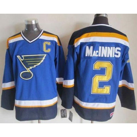 Blues #2 Al MacInnis Light Blue CCM Throwback Stitched NHL Jersey