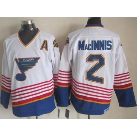 Blues #2 Al MacInnis White/Light Blue CCM Throwback Stitched NHL Jersey