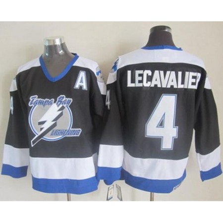 Lightning #4 Vincent Lecavalier Black CCM Throwback Stitched NHL Jersey