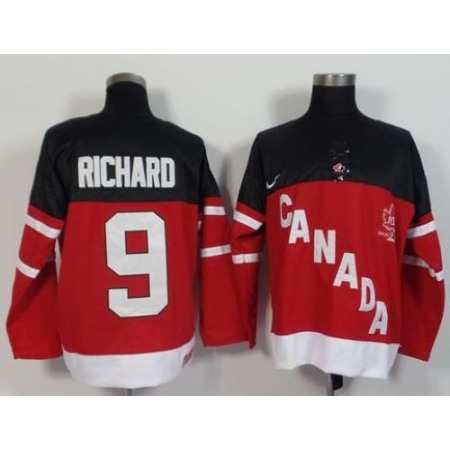 Olympic CA. #9 Maurice Richard Red 100th Anniversary Stitched NHL Jersey