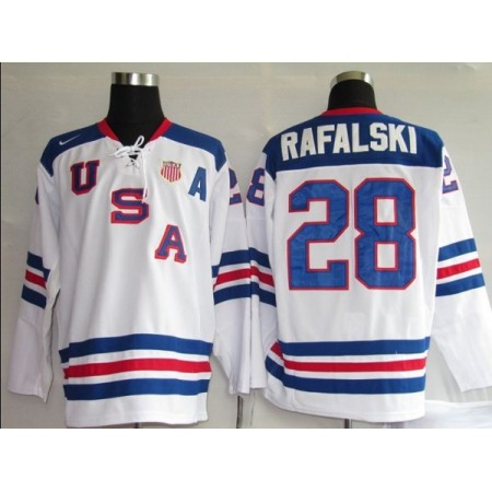 2010 Olympic Team USA #28 Brian Rafalski Stitched White 1960 Throwback NHL Jersey