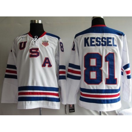 2010 Olympic Team USA #81 Phil Kessel Stitched White 1960 Throwback NHL Jersey