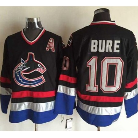 Canucks #10 Pavel Bure Black/Blue CCM Throwback Stitched NHL Jersey