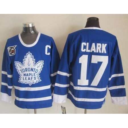 Maple Leafs #17 Wendel Clark Blue 75th CCM Throwback Stitched NHL Jersey