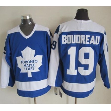 Maple Leafs #19 Bruce Boudreau Blue/White CCM Throwback Stitched NHL Jersey