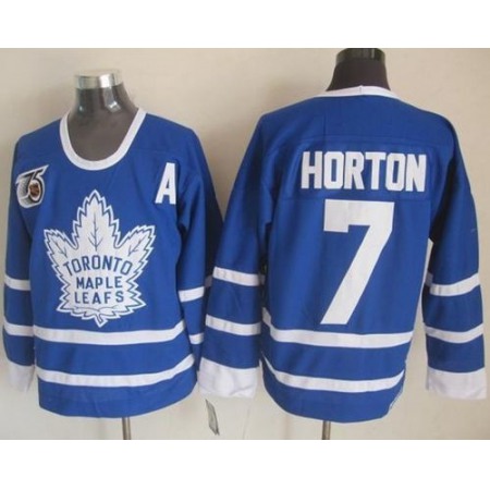Maple Leafs #7 Tim Horton Blue 75th CCM Throwback Stitched NHL Jersey