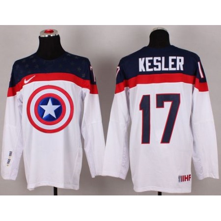 Olympic Team USA #17 Ryan Kesler White Captain America Fashion Stitched NHL Jersey