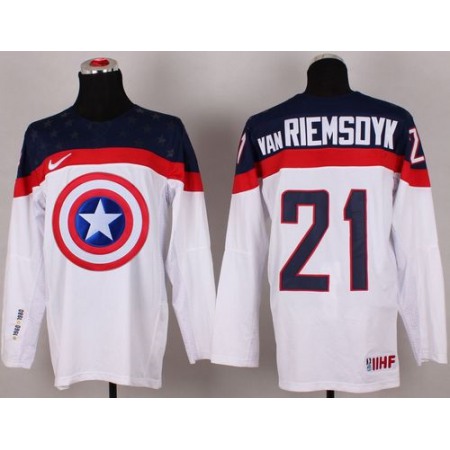 Olympic Team USA #21 James van Riemsdyk White Captain America Fashion Stitched NHL Jersey