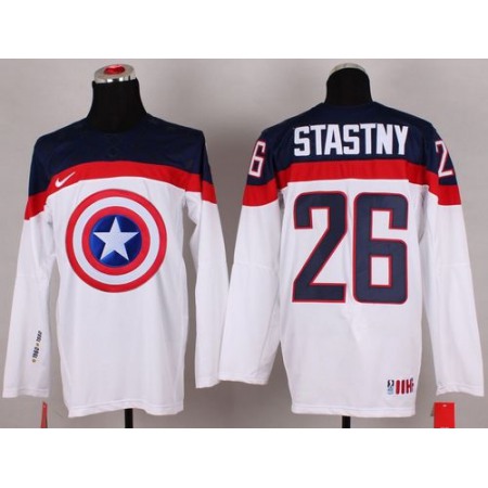 Olympic Team USA #26 Paul Stastny White Captain America Fashion Stitched NHL Jersey