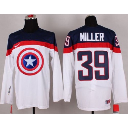 Olympic Team USA #39 Ryan Miller White Captain America Fashion Stitched NHL Jersey
