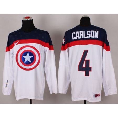 Olympic Team USA #4 John Carlson White Captain America Fashion Stitched NHL Jersey