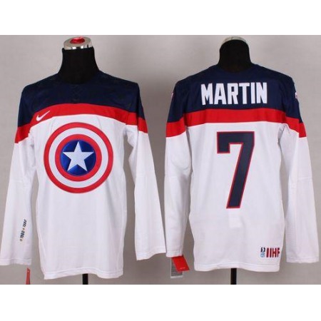 Olympic Team USA #7 Paul Martin White Captain America Fashion Stitched NHL Jersey