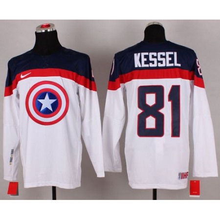 Olympic Team USA #81 Phil Kessel White Captain America Fashion Stitched NHL Jersey