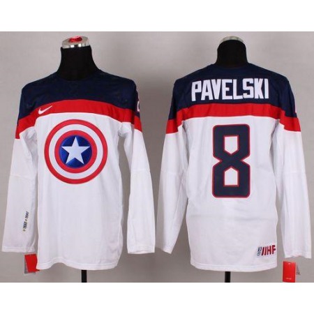 Olympic Team USA #8 Joe Pavelski White Captain America Fashion Stitched NHL Jersey