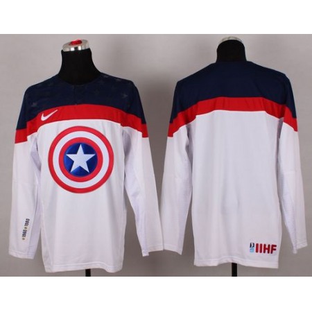 Olympic Team USA Blank White Captain America Fashion Stitched NHL Jersey