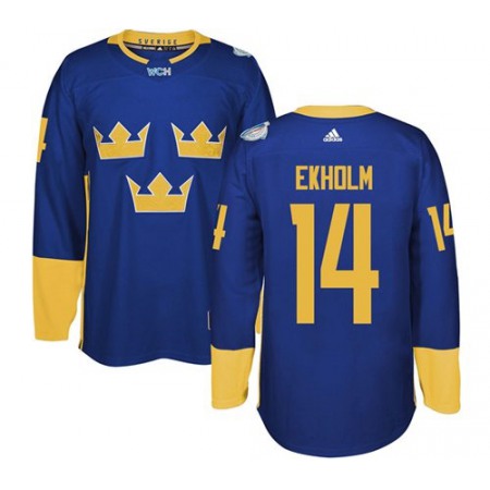 Team Sweden #14 Mattias Ekholm Blue 2016 World Cup Stitched NHL Jersey