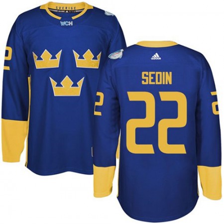 Team Sweden #22 Daniel Sedin Blue 2016 World Cup Stitched NHL Jersey