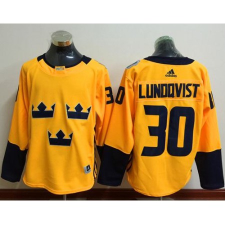 Team Sweden #30 Henrik Lundqvist Gold 2016 World Cup Stitched NHL Jersey