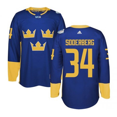Team Sweden #34 Carl Soderberg Blue 2016 World Cup Stitched NHL Jersey
