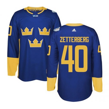 Team Sweden #40 Henrik Zetterberg Blue 2016 World Cup Stitched NHL Jersey