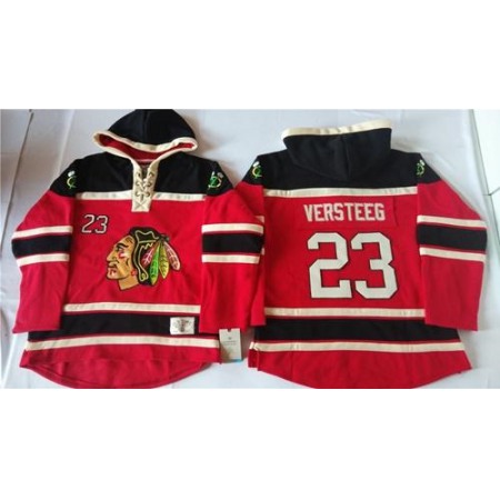 Blackhawks #23 Kris Versteeg Red Sawyer Hooded Sweatshirt Stitched NHL Jersey