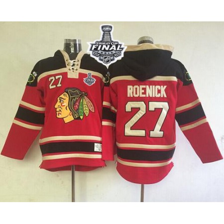 Blackhawks #27 Jeremy Roenick Red Sawyer Hooded Sweatshirt 2015 Stanley Cup Stitched NHL Jersey