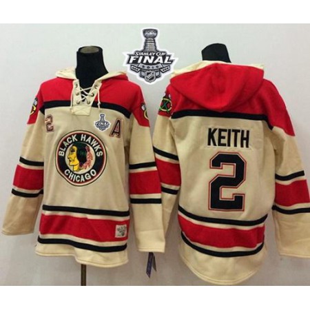 Blackhawks #2 Duncan Keith Cream Sawyer Hooded Sweatshirt 2015 Stanley Cup Stitched NHL Jersey