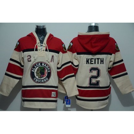 Blackhawks #2 Duncan Keith Cream Sawyer Hooded Sweatshirt Stitched NHL Jersey