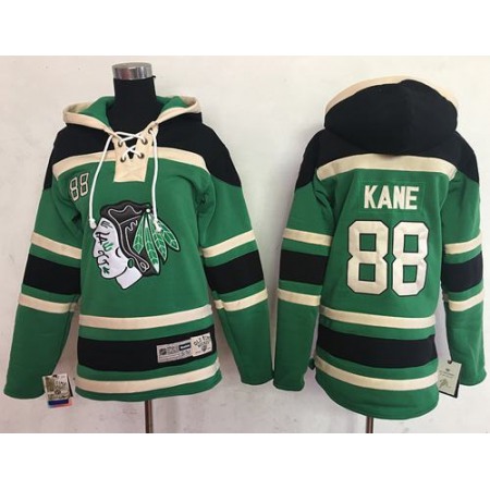Blackhawks #88 Patrick Kane Green Sawyer Hooded Sweatshirt Stitched Youth NHL Jersey