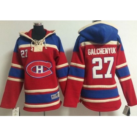 Canadiens #27 Alex Galchenyuk Red Sawyer Hooded Sweatshirt Stitched Youth NHL Jersey