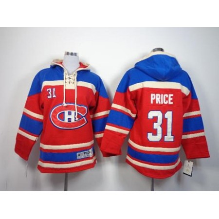 Canadiens #31 Carey Price Red Sawyer Hooded Sweatshirt Stitched Youth NHL Jersey