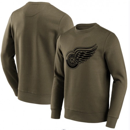 Men's Detroit Red Wings Olive Iconic Preferred Logo Graphic Crew Sweatshirt