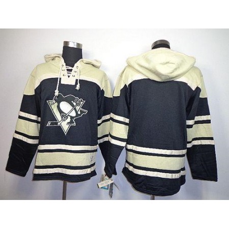 Penguins Blank Black Sawyer Hooded Sweatshirt Stitched NHL Jersey