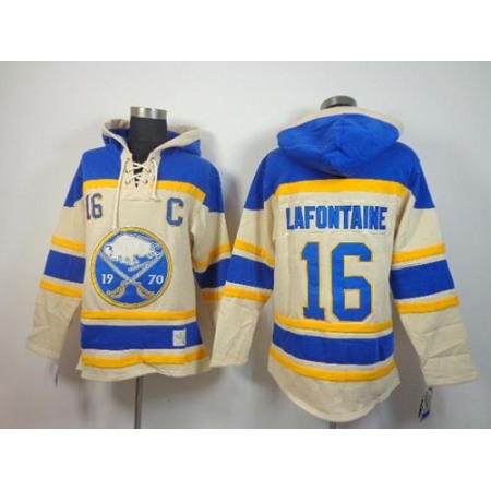 Sabres #16 Pat Lafontaine Cream Sawyer Hooded Sweatshirt Stitched NHL Jersey