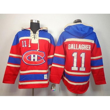 Canadiens #11 Brendan Gallagher Red Sawyer Hooded Sweatshirt Stitched NHL Jersey