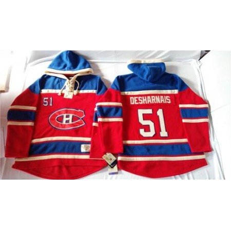 Canadiens #51 David Desharnais Red Sawyer Hooded Sweatshirt Stitched NHL Jersey
