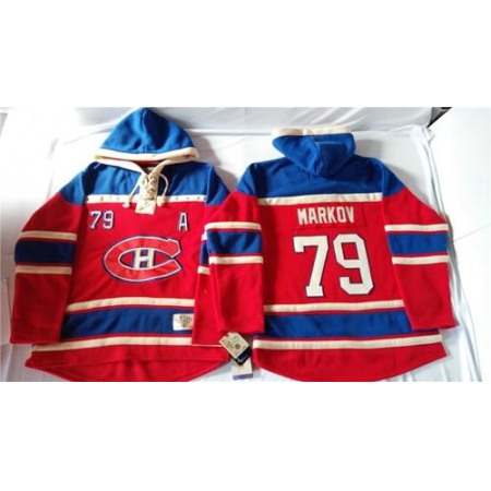 Canadiens #79 Andrei Markov Red Sawyer Hooded Sweatshirt Stitched NHL Jersey