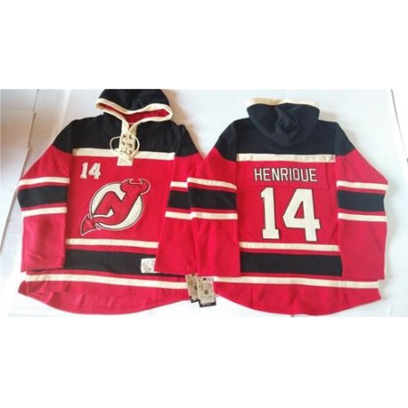 Devils #14 Adam Henrique Red Sawyer Hooded Sweatshirt Stitched NHL Jersey